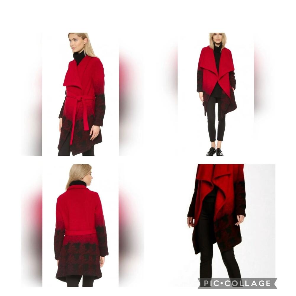 Cupcakes & cashmere 'Brighton' Houndstooth Wrap Coat Wool Belted Size Small Cozy - Picture 4 of 12